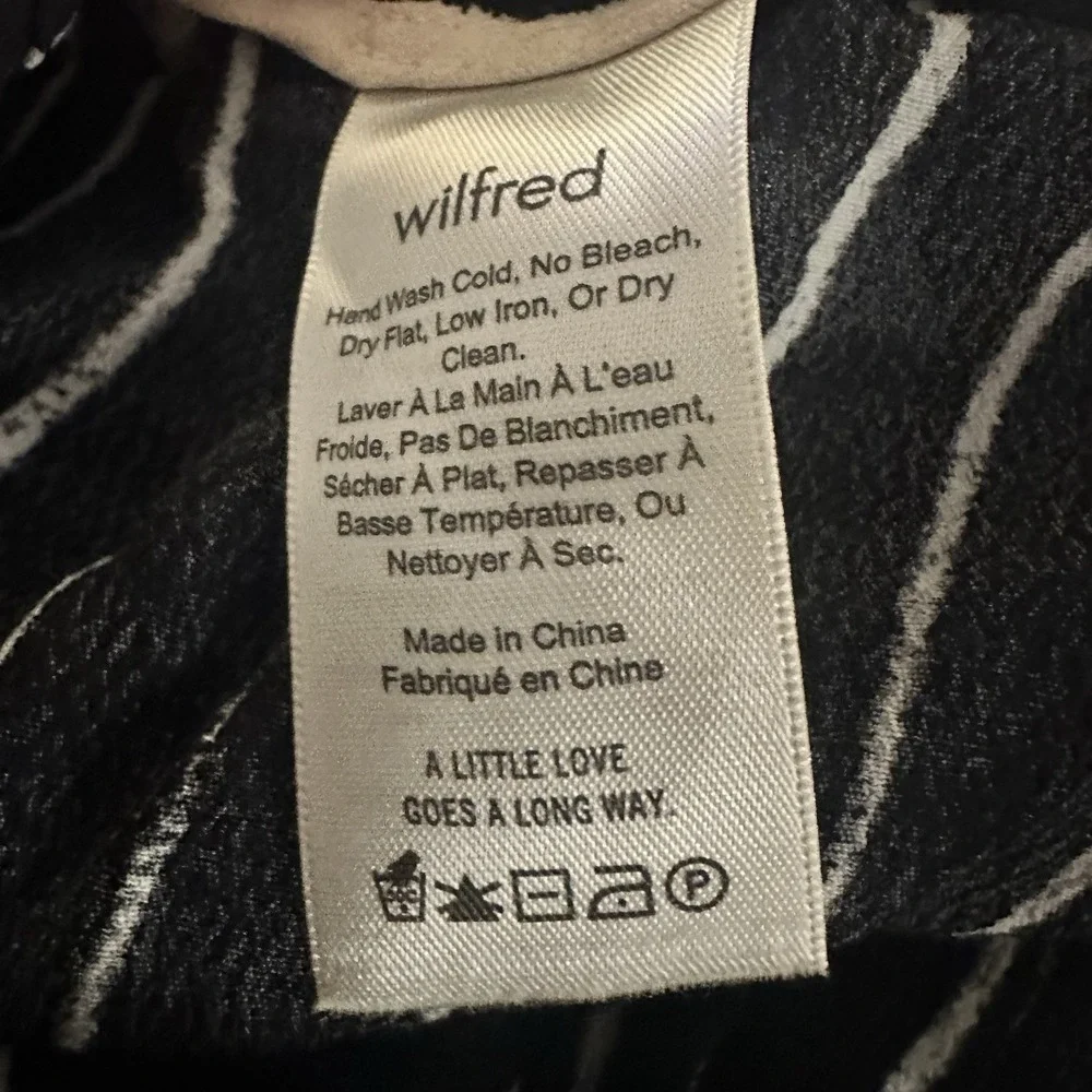 Aritzia‎ Wilfred Faun Black Stripe Viscose Rayon Wide Leg Pants Size L